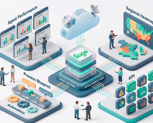 Dashboards por comercial y zona, blueprints de proceso, automatizaciones y KPIs compartidos con todo el equipo.